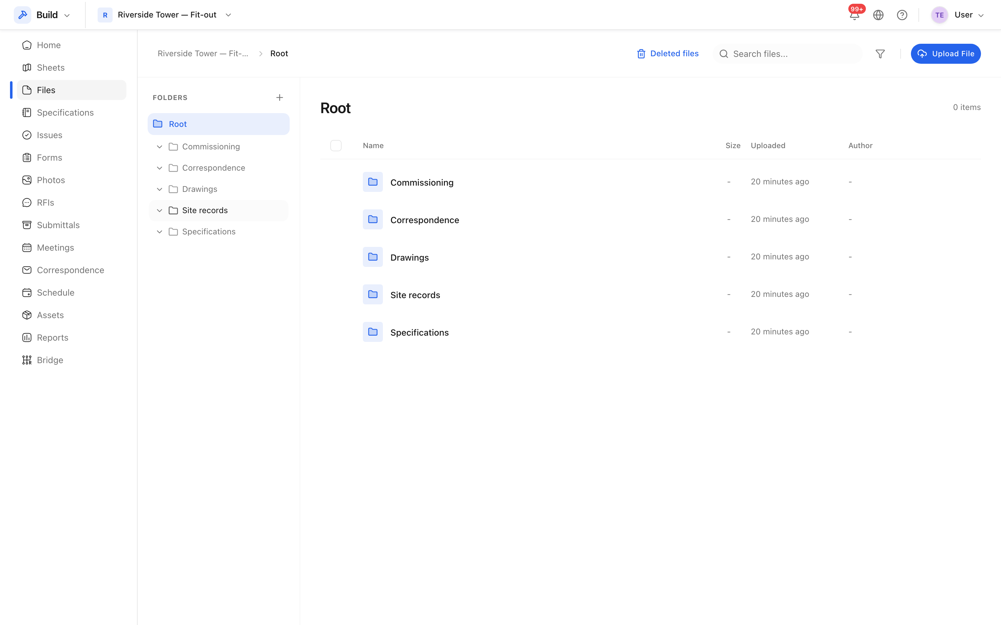 The file list