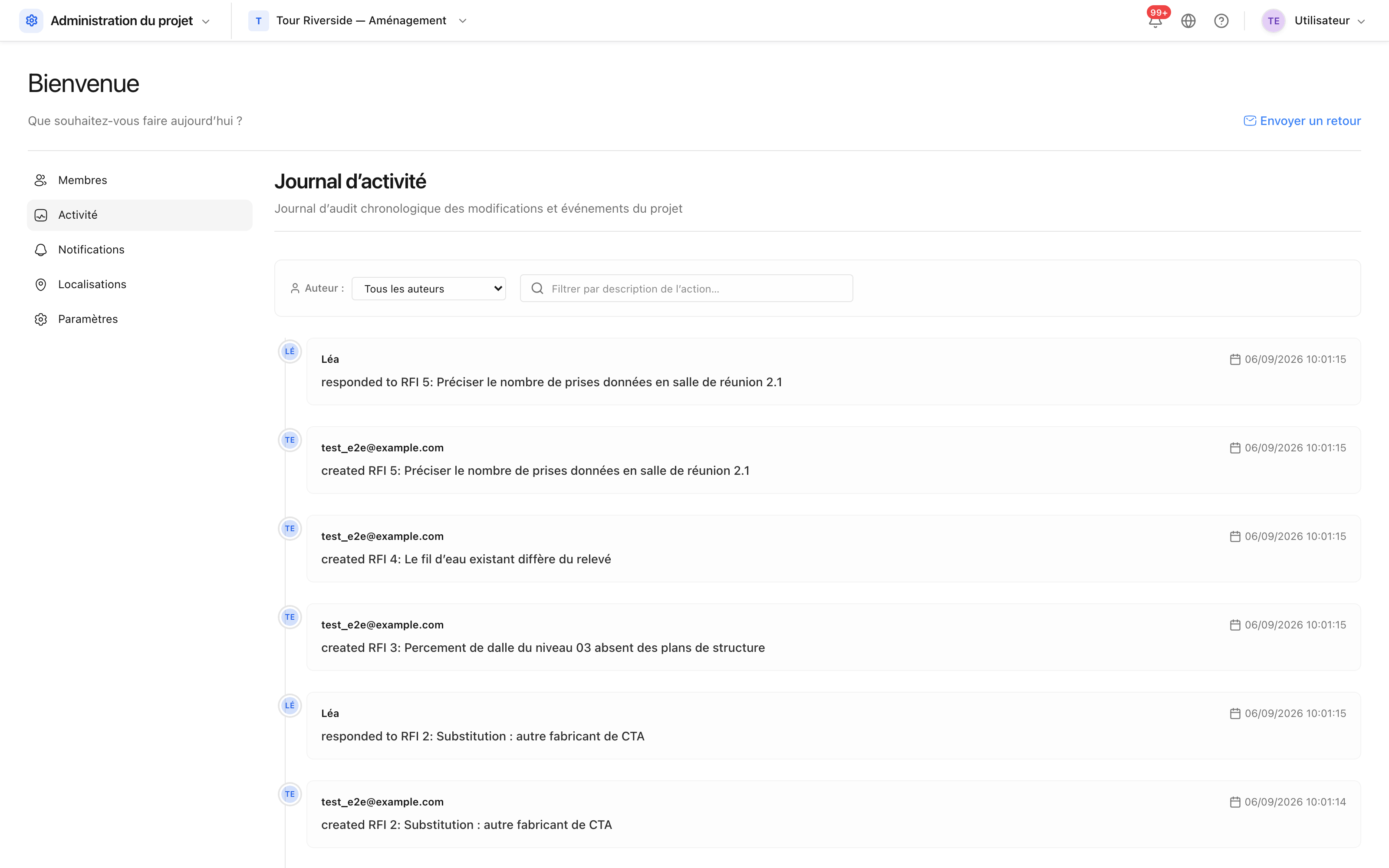 Le journal d'activité