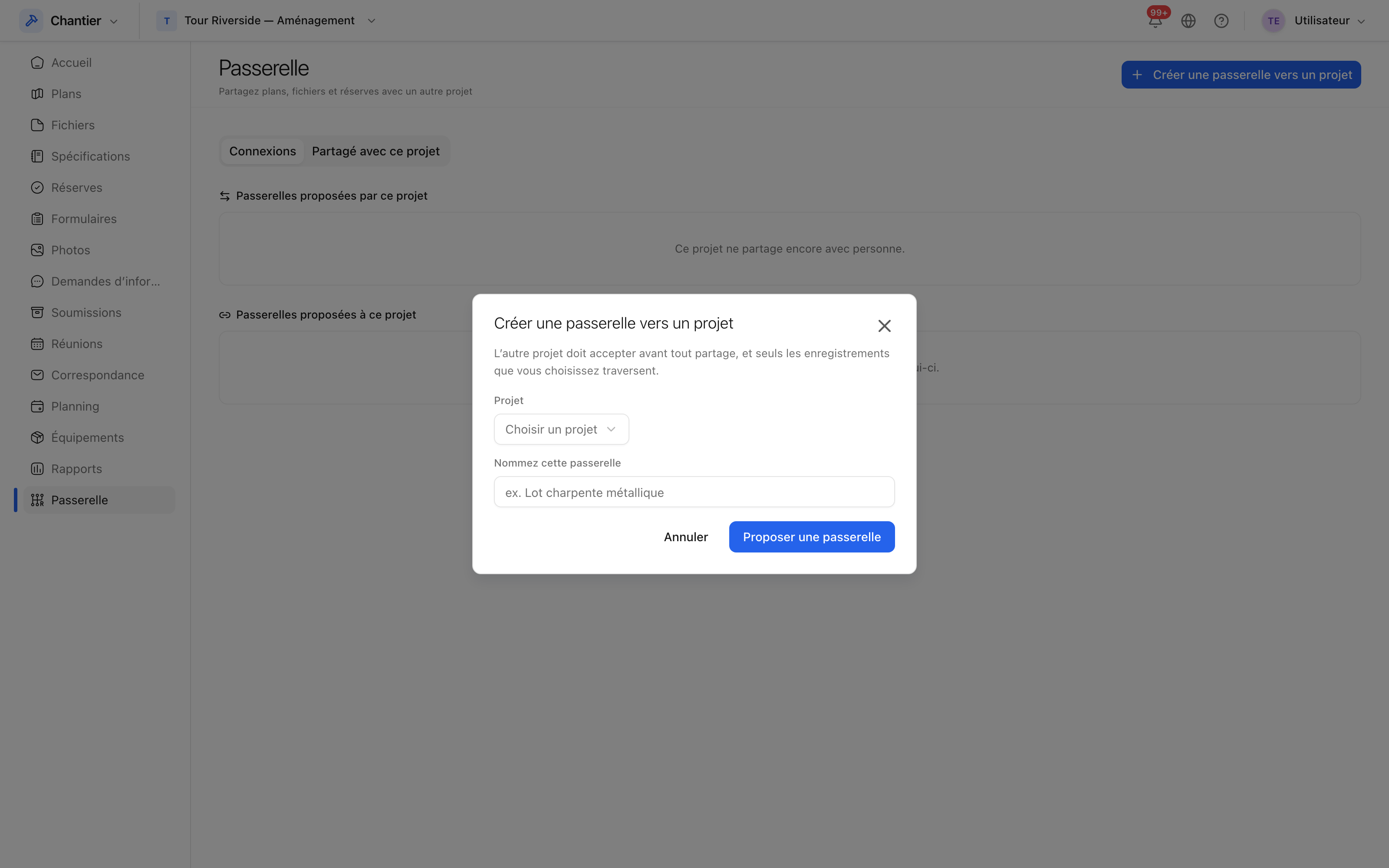 Création d'une liaison
