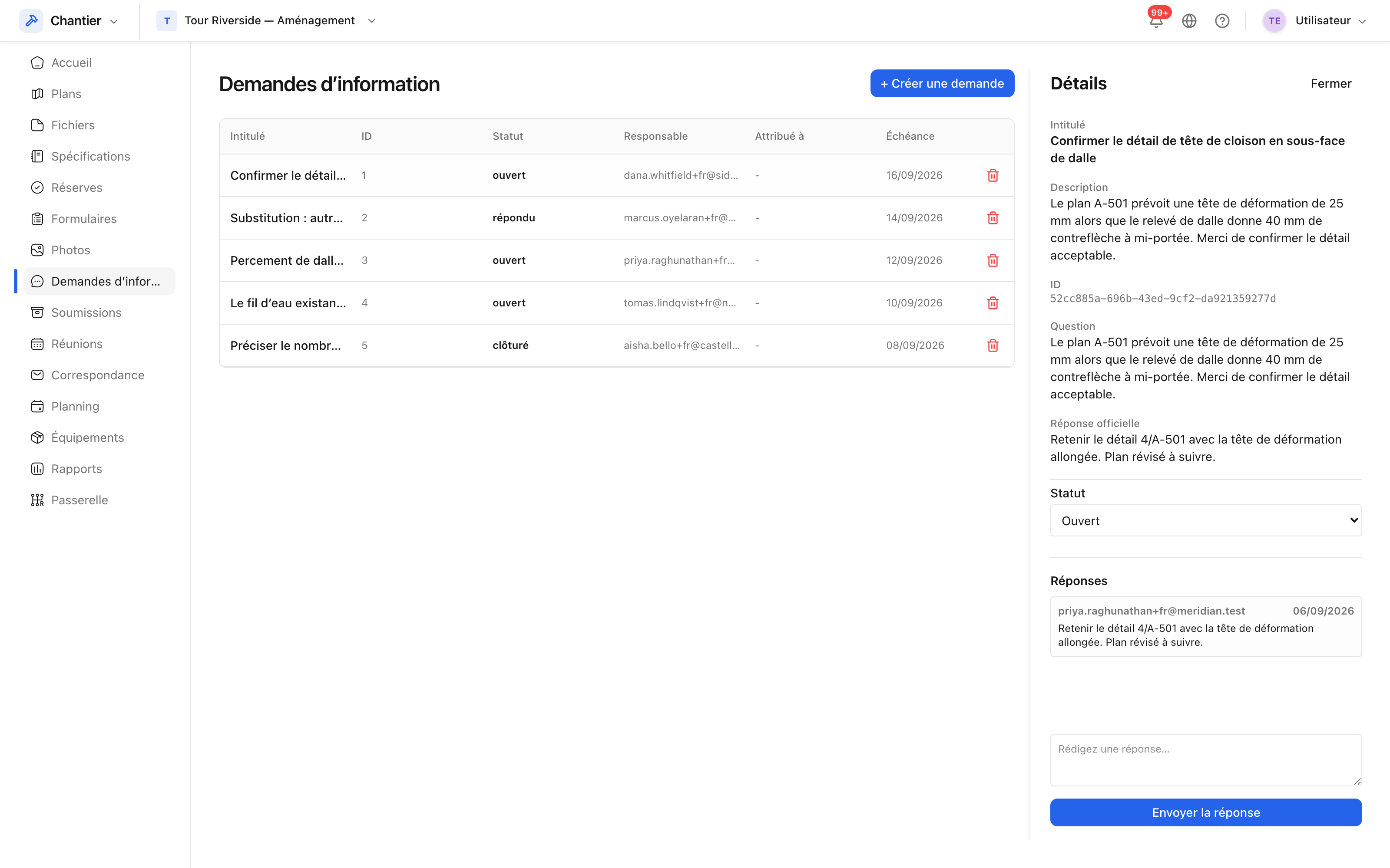 Une demande d'information ouverte