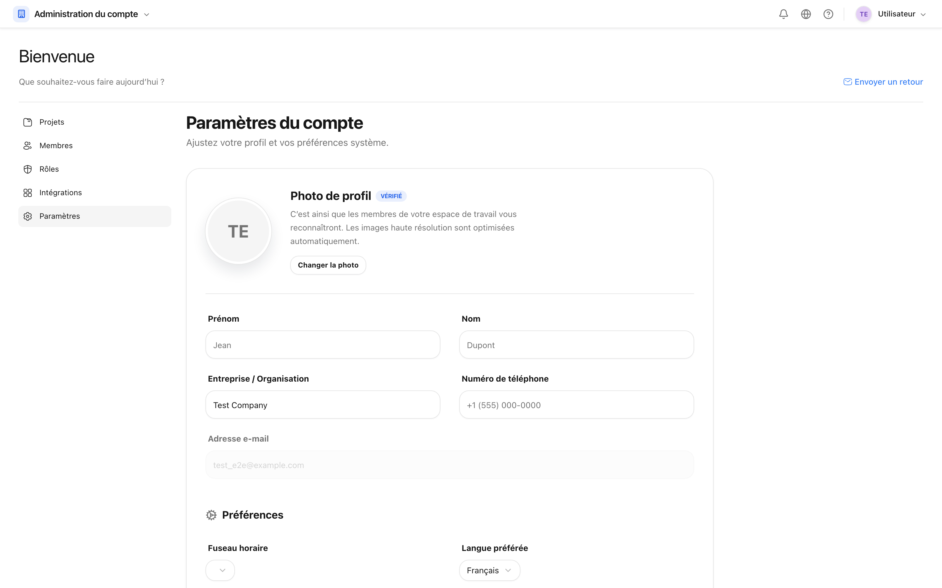 Paramètres