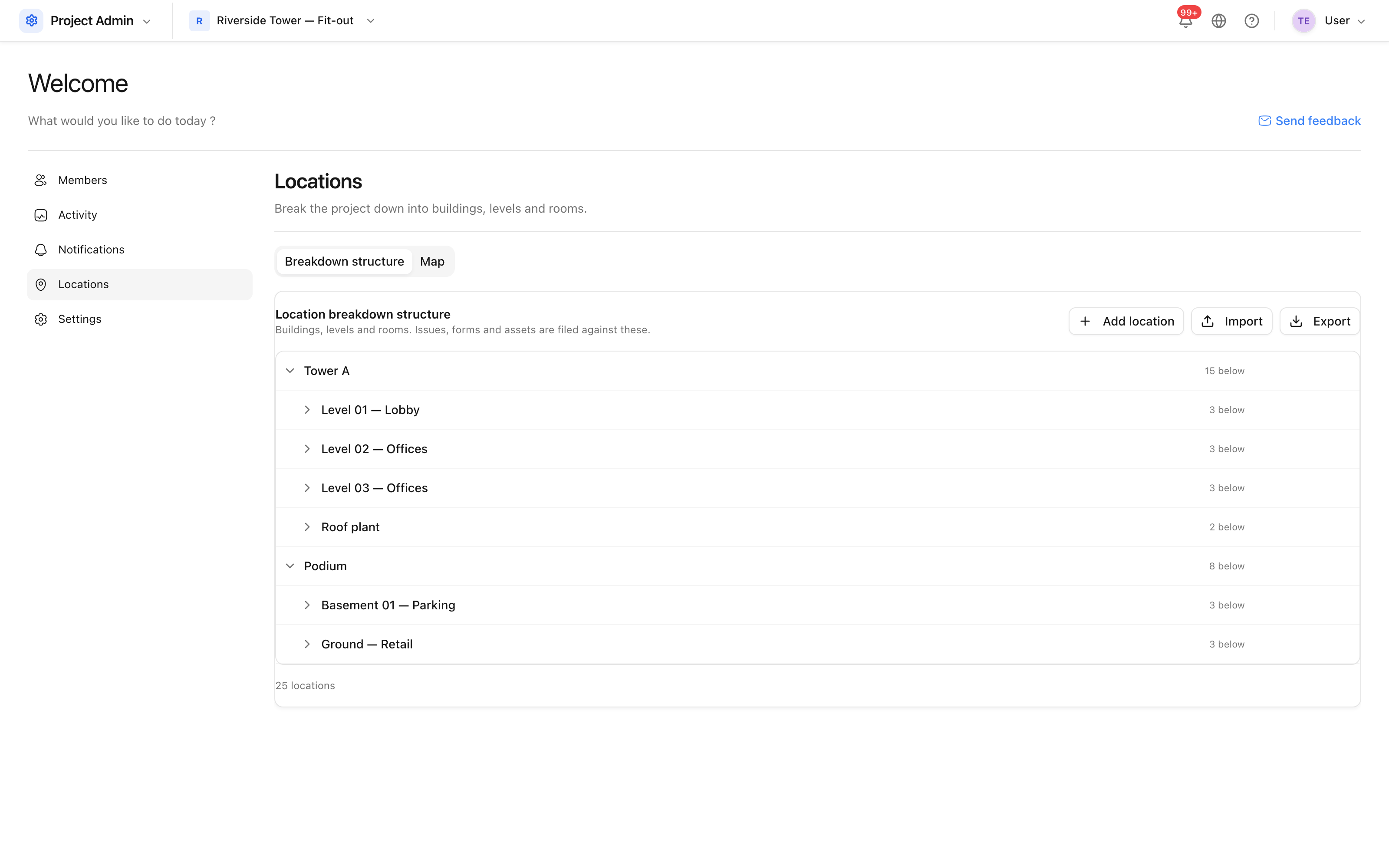 The location breakdown structure