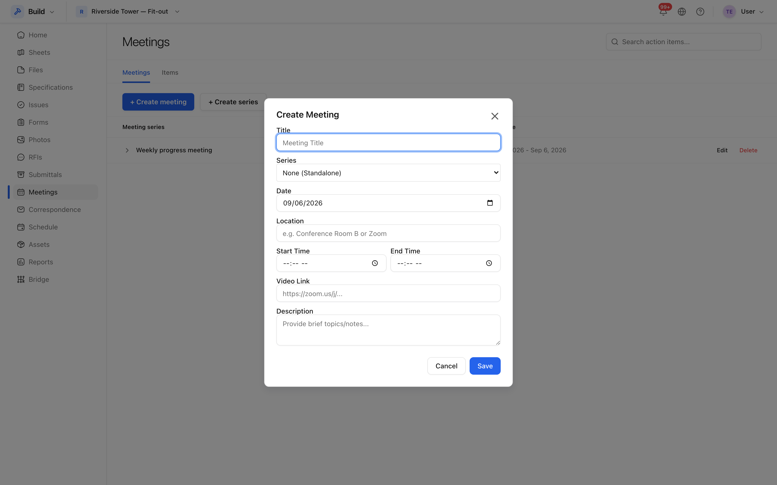 Creating a meeting