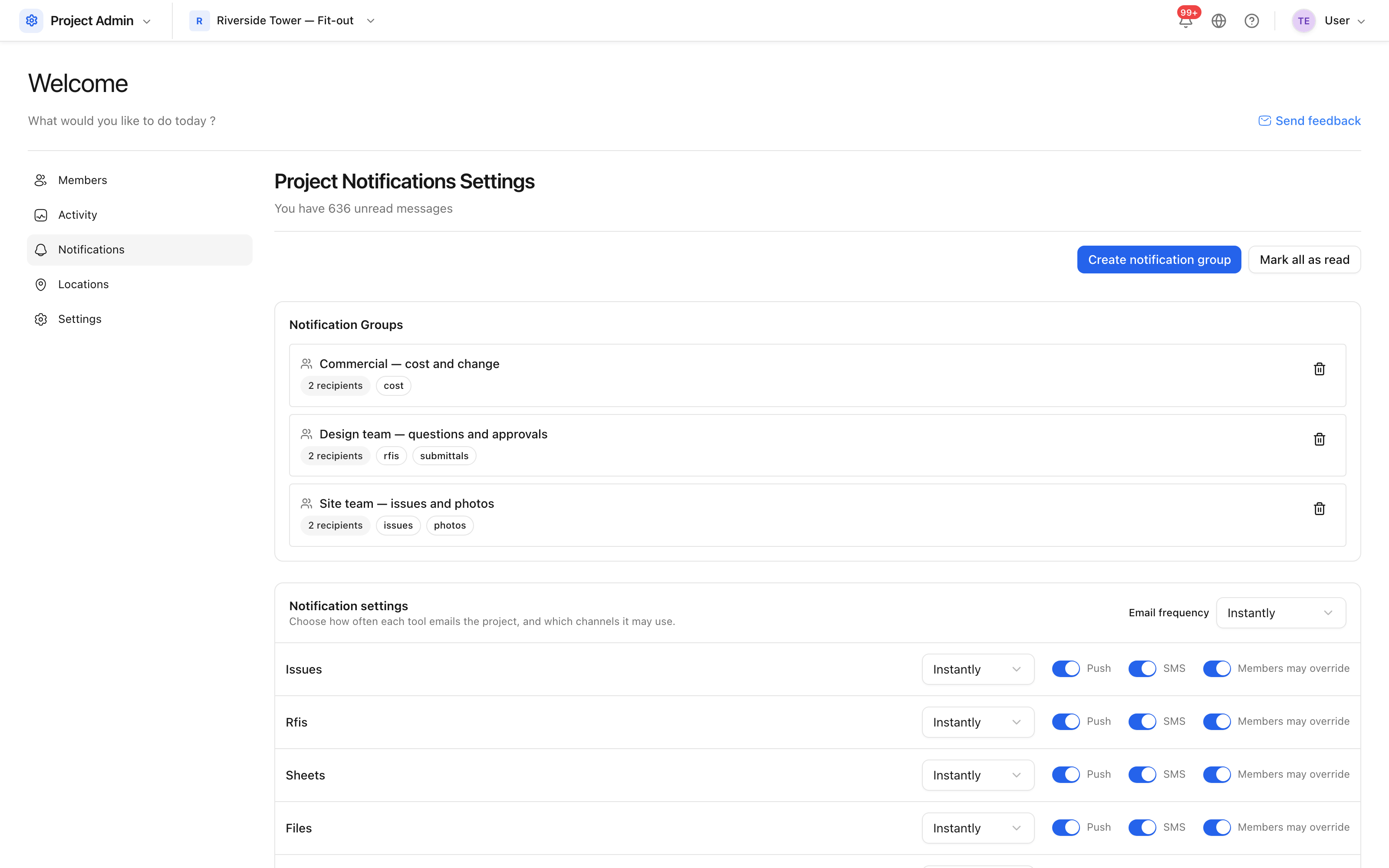 Notification groups
