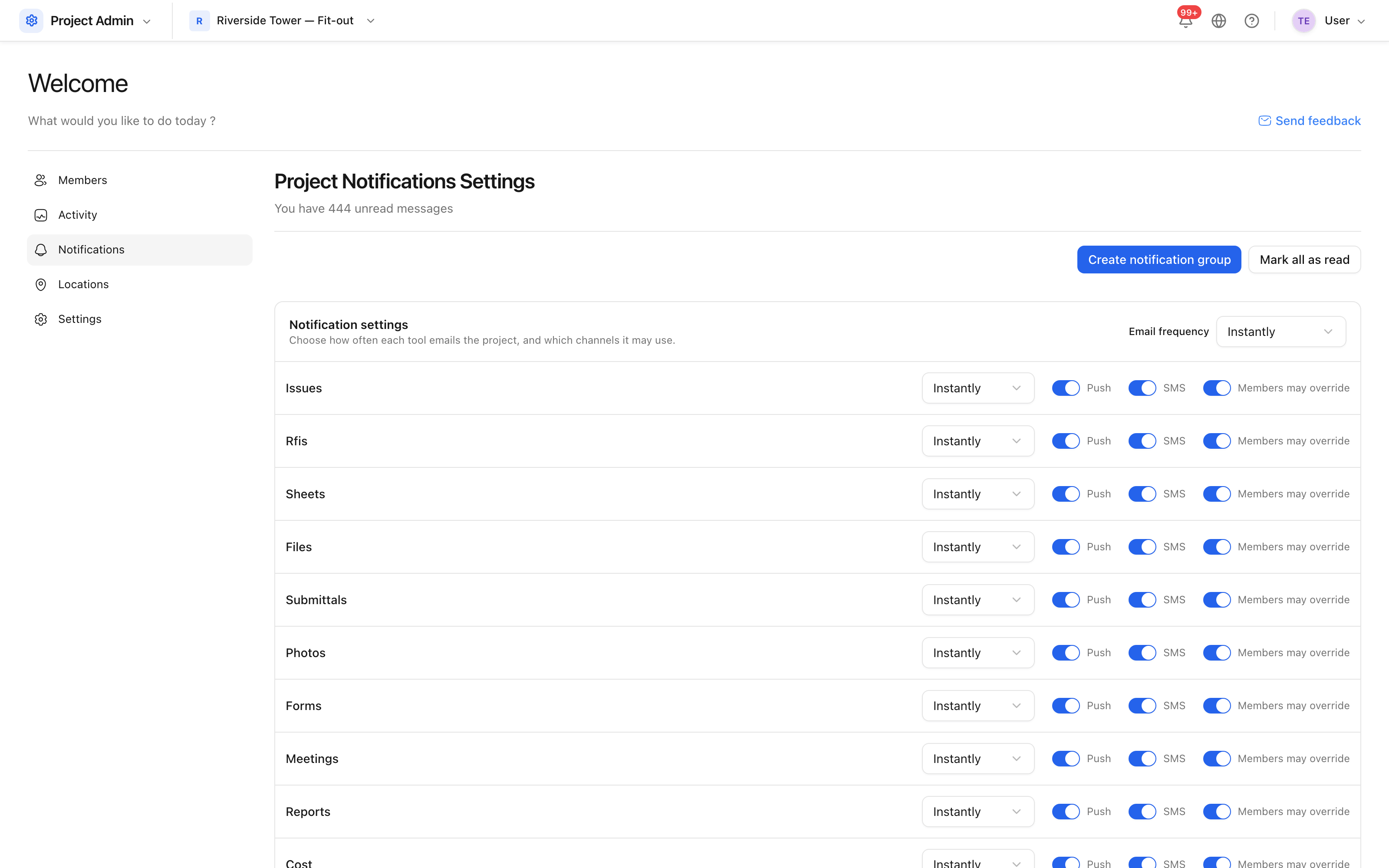 Per-tool notification settings