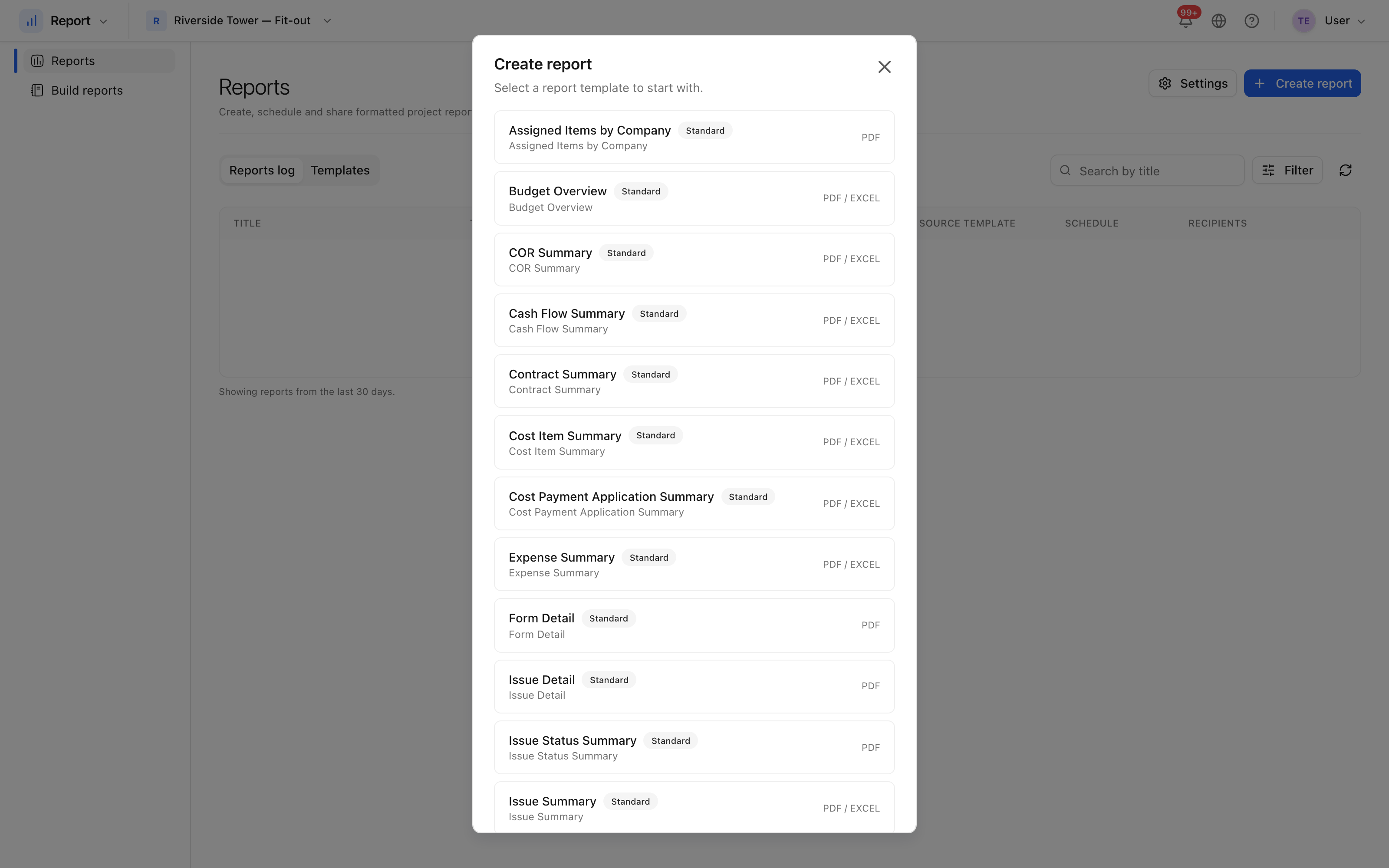 Creating a report